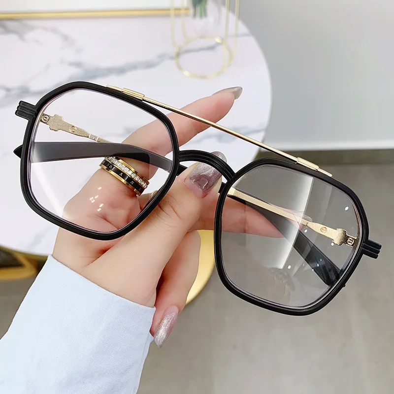 1PCs Blue Light Blocking Fashion Highend Glasses Men Optical Clear Glasses Black Square Frame Eyeglasses