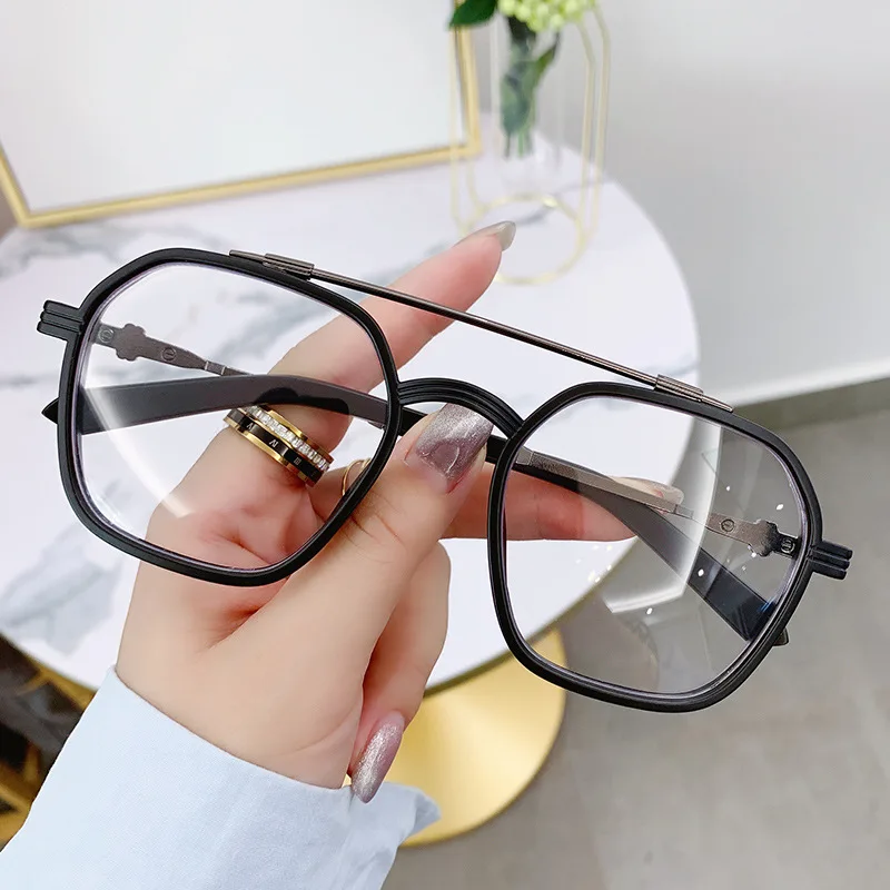 1PCs Blue Light Blocking Fashion Highend Glasses Men Optical Clear Glasses Black Square Frame Eyeglasses