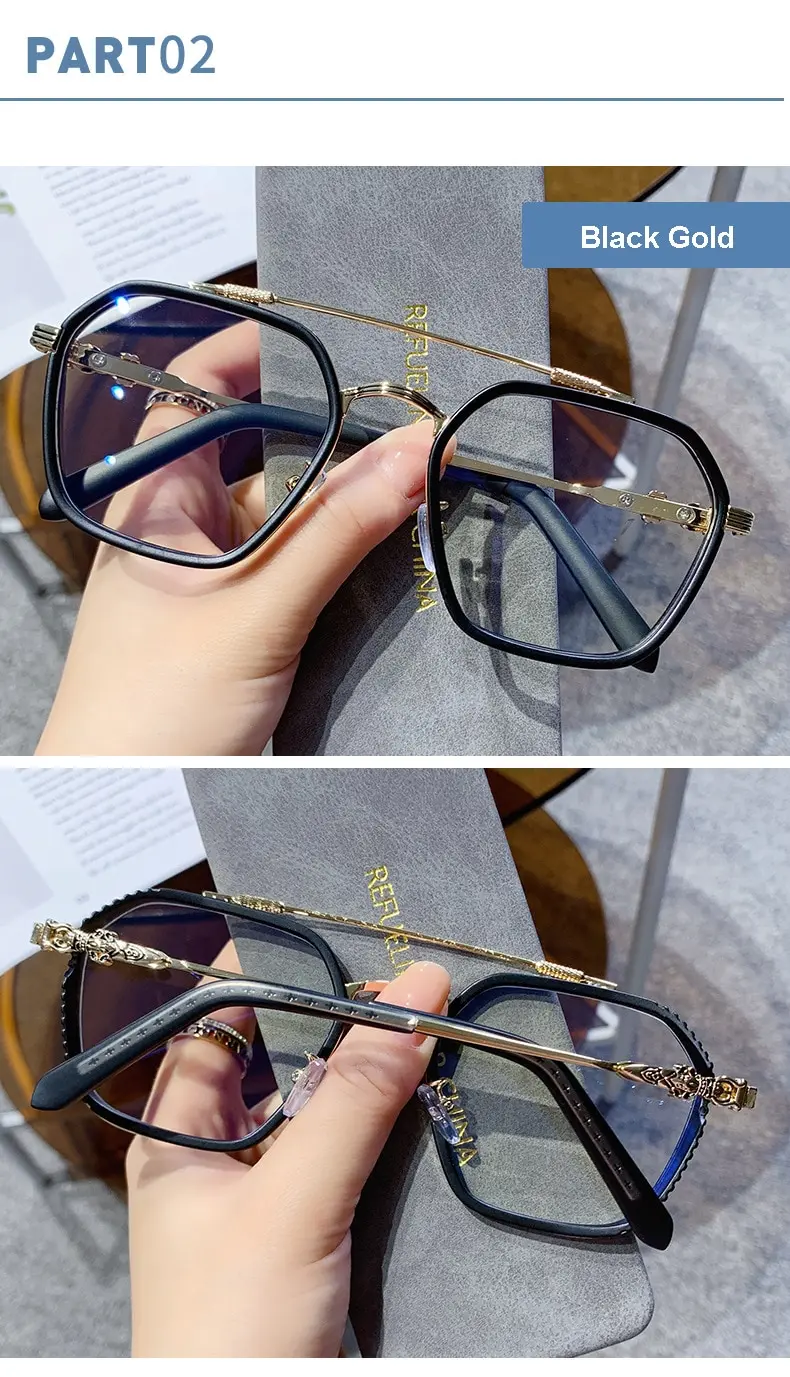 1PCs Blue Light Blocking Fashion Highend Glasses Men Optical Clear Glasses Black Square Frame Eyeglasses