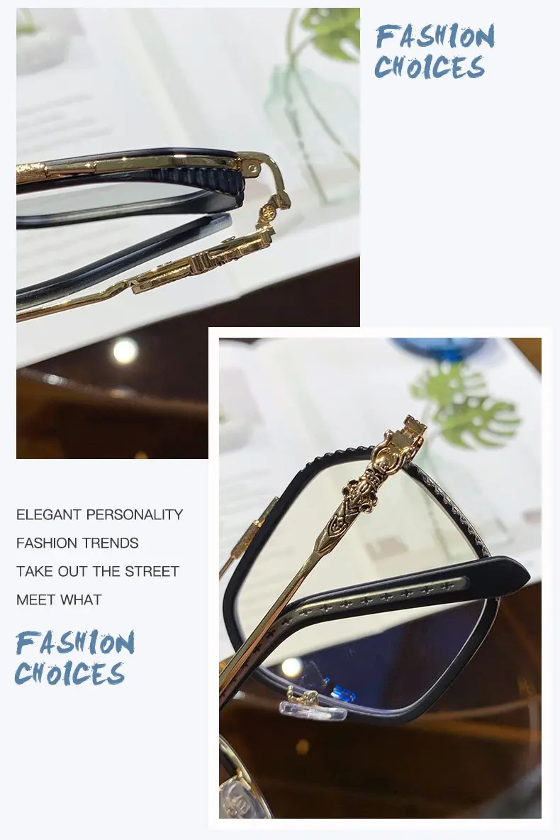 1PCs Blue Light Blocking Fashion Highend Glasses Men Optical Clear Glasses Black Square Frame Eyeglasses