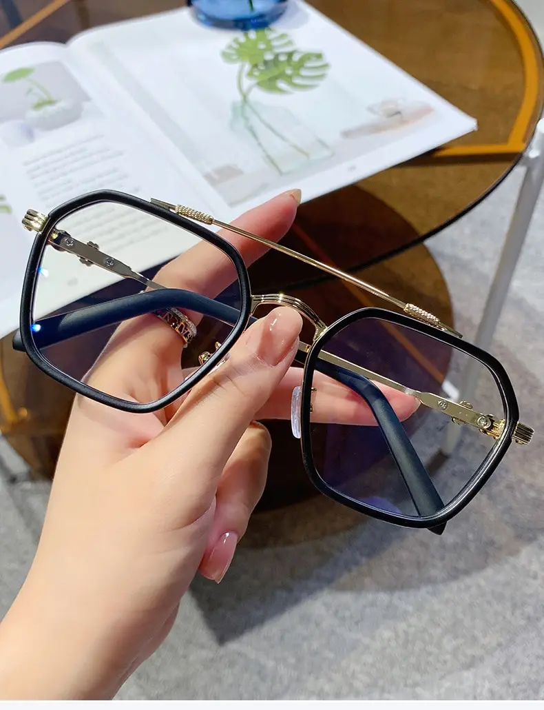 1PCs Blue Light Blocking Fashion Highend Glasses Men Optical Clear Glasses Black Square Frame Eyeglasses