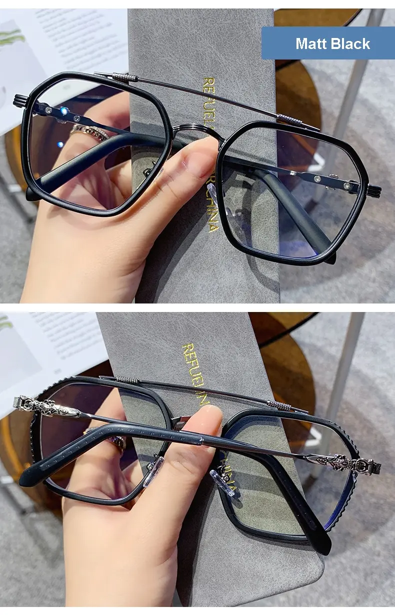 1PCs Blue Light Blocking Fashion Highend Glasses Men Optical Clear Glasses Black Square Frame Eyeglasses