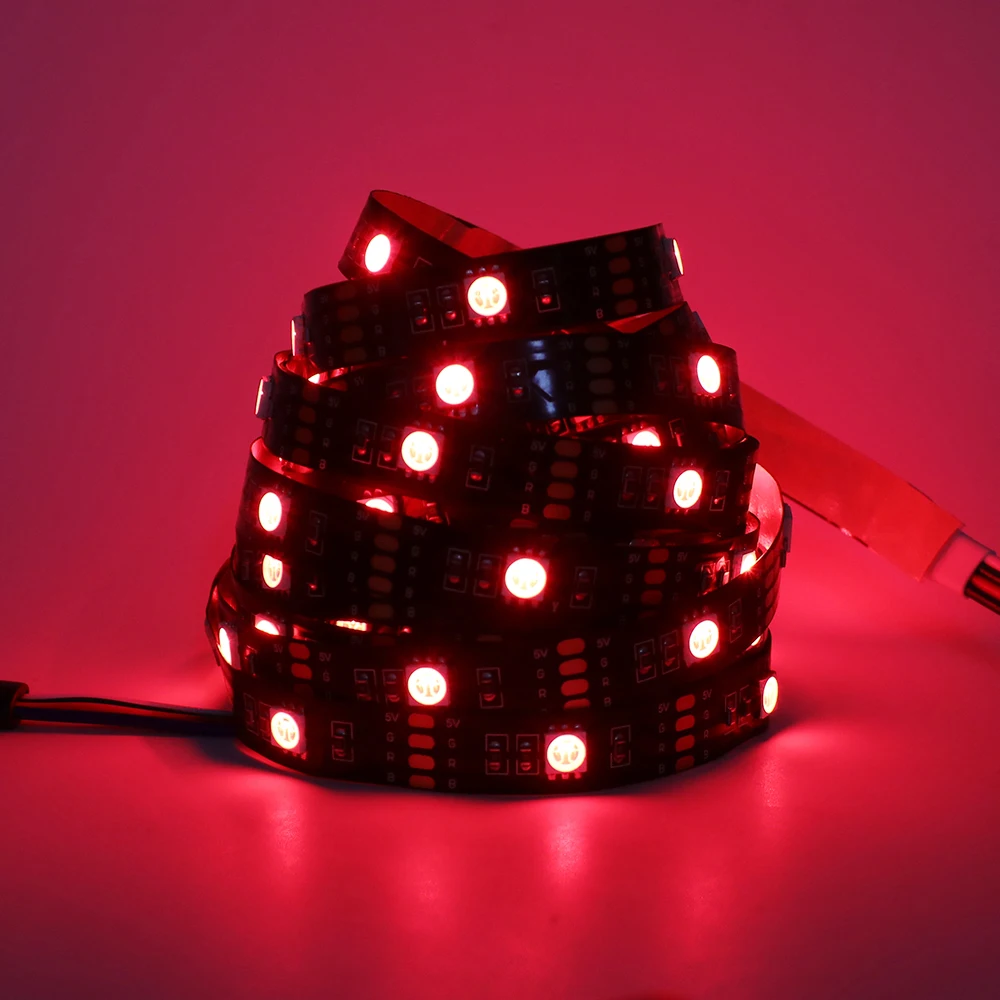 5v 5050 RGB LED Strip Light Flexible Tape Lamp Waterproof 50cm 1m 2m 3m 4m 5m With 4pin Plug White/ Black PCB Home Decoration