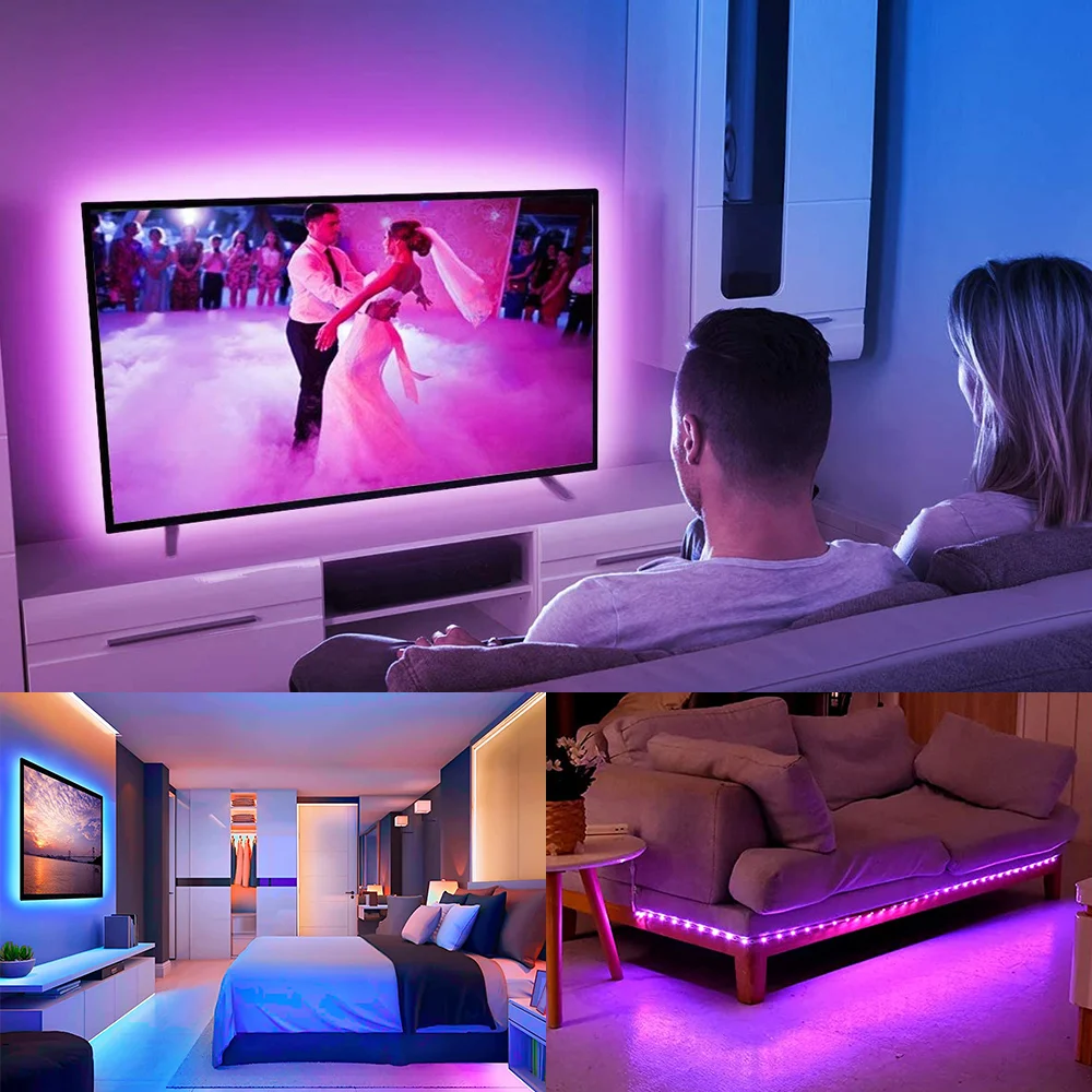 5v 5050 RGB LED Strip Light Flexible Tape Lamp Waterproof 50cm 1m 2m 3m 4m 5m With 4pin Plug White/ Black PCB Home Decoration