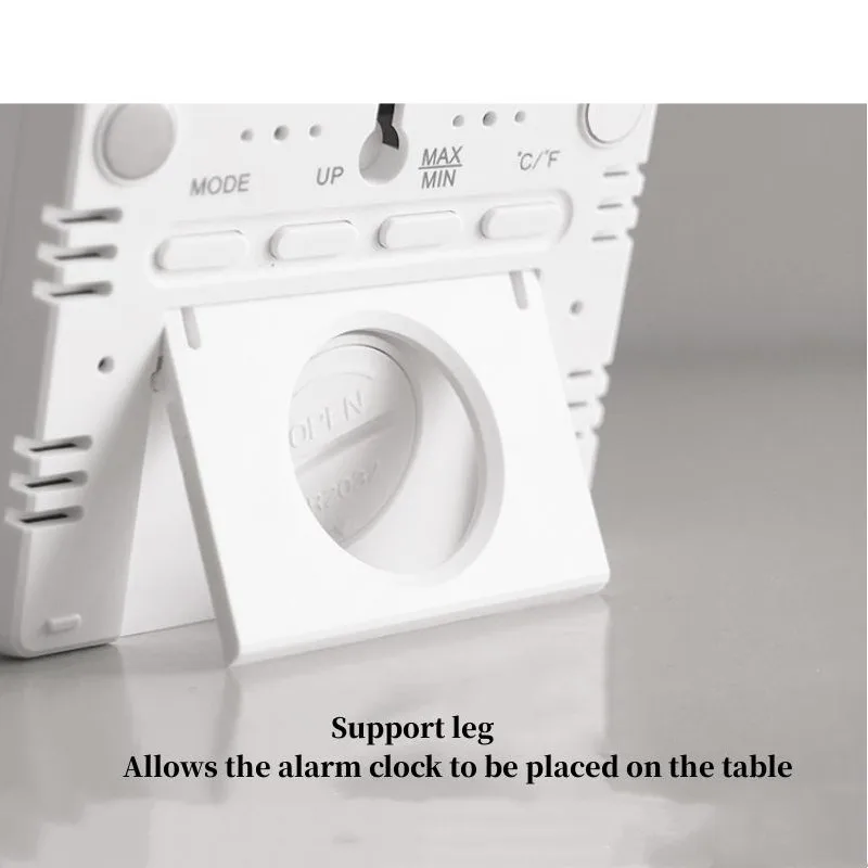 Mini Digital Alarm Clock Temperature Humidity Hourly Beep Magnetic Sucked Table Clock 12/24H Battery Powered LCD Wall Clock