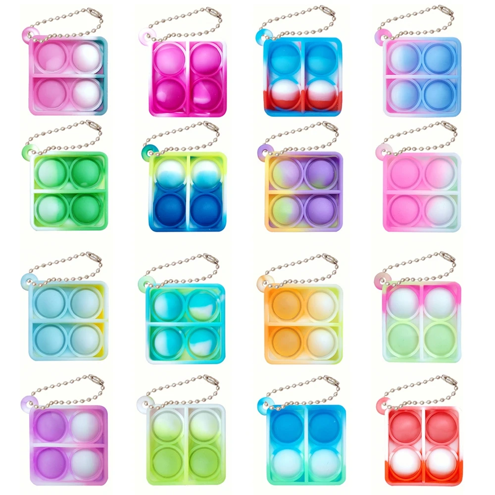 12/24/48Pcs Mini Pop Fidget Toy Pack Kit Keychain Stress Relief Toys Party Favors Office Desk Toy for Kids Adults Brinquedos