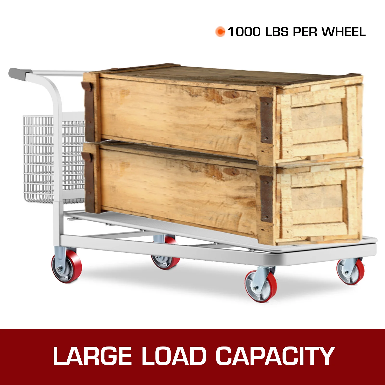 SucceBuy 4 Pack 6"x2" Heavy Duty Iron Core Polyurethane 2 Rigid and 2 Swivel Casters With Side Brake 1000LBS Capacity Per Wheel