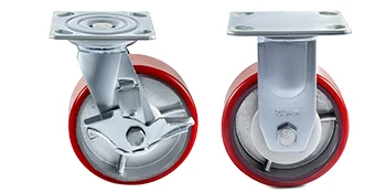 SucceBuy 4 Pack 6"x2" Heavy Duty Iron Core Polyurethane 2 Rigid and 2 Swivel Casters With Side Brake 1000LBS Capacity Per Wheel