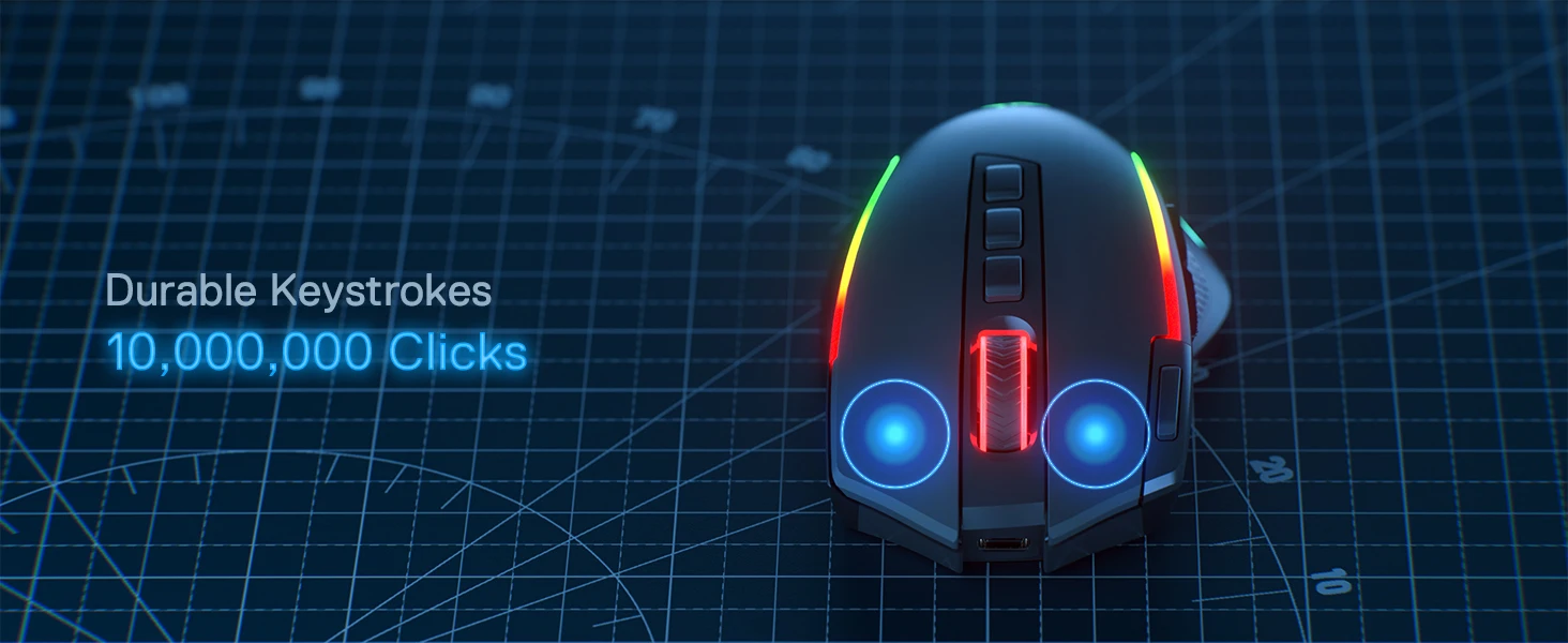 Redragon M612 PRO BT & 2.4RGB Gaming Mouse, 8000 DPI Wired/Wireless Optical Gamer Mice 11 Programmable Buttons & 6 Backlit Modes