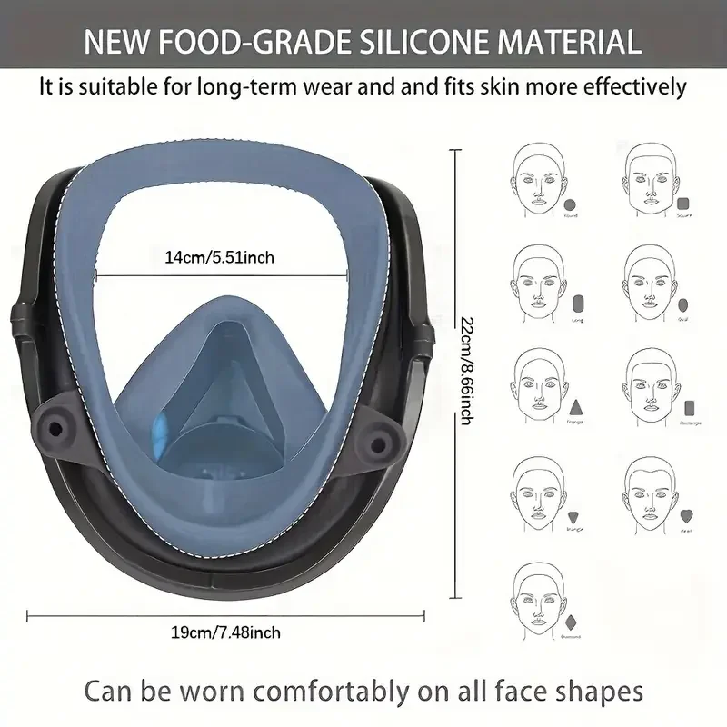 6800 Gas Mask Full Face Large Size Respirator Reusable Full Face Respirator Gas Paint Sprayer Chemical Wood Working Dust