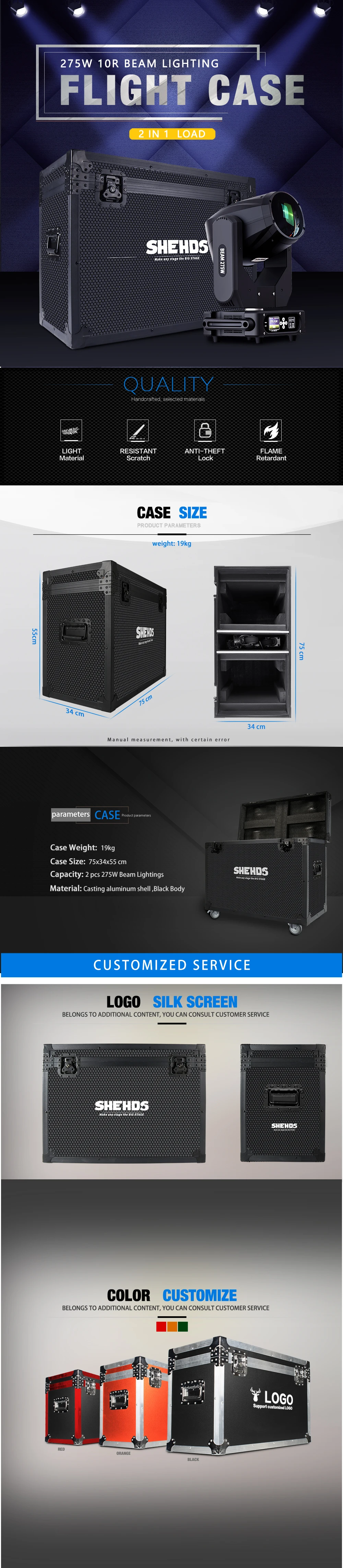 SHEHDS Flight Case 2 In 1 LED Wash 19x15W/Beam 275W 10R Fast Shipping for Disco KTV Party DJ Stage Equipment