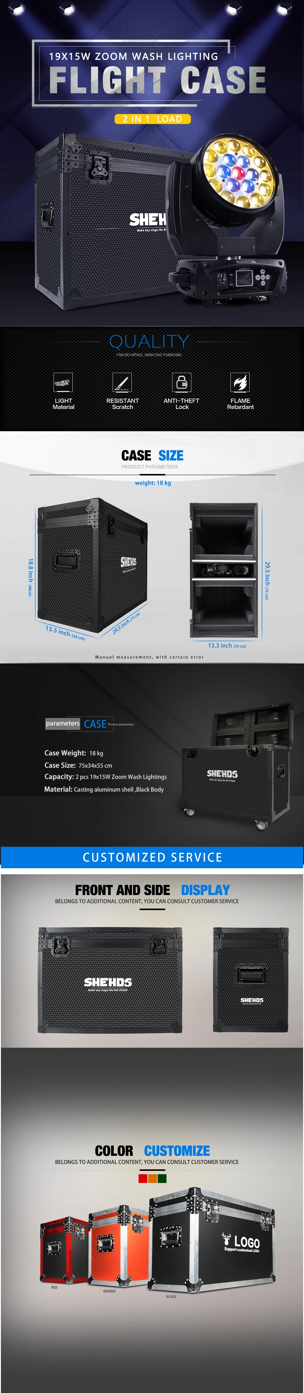 SHEHDS Flight Case 2 In 1 LED Wash 19x15W/Beam 275W 10R Fast Shipping for Disco KTV Party DJ Stage Equipment