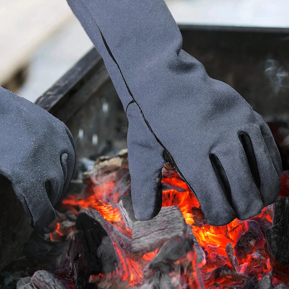 HZXVOGEN 14/16inch Welding Gloves For ARC TIG MIG Welder Works Barbecue Kitchen Stove Heat-Resistant Leather Protective Gloves