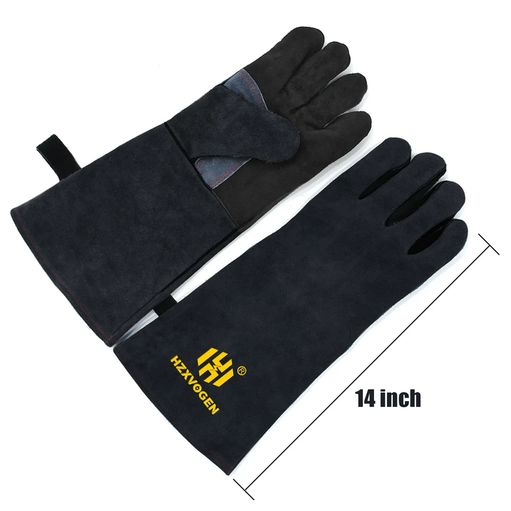 HZXVOGEN 14/16inch Welding Gloves For ARC TIG MIG Welder Works Barbecue Kitchen Stove Heat-Resistant Leather Protective Gloves