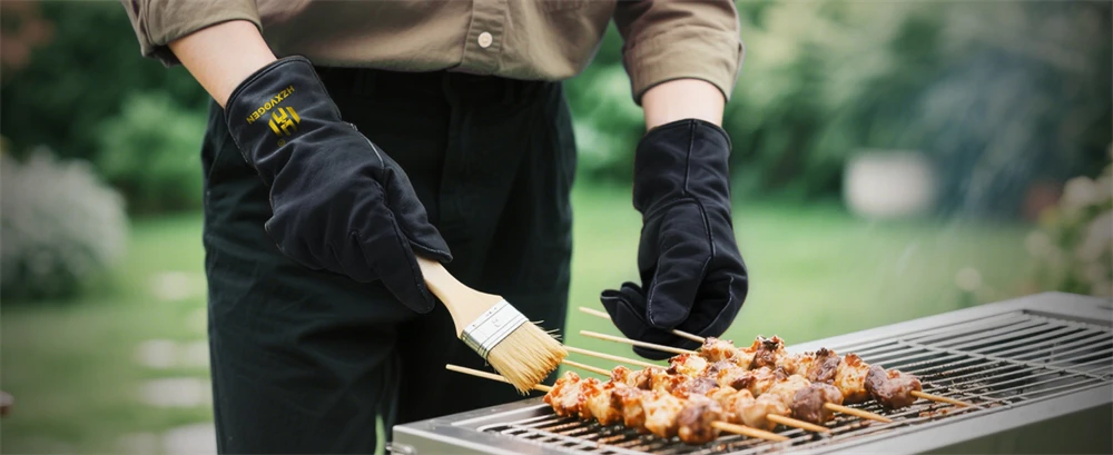 HZXVOGEN 14/16inch Welding Gloves For ARC TIG MIG Welder Works Barbecue Kitchen Stove Heat-Resistant Leather Protective Gloves