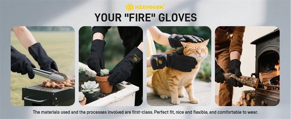 HZXVOGEN 14/16inch Welding Gloves For ARC TIG MIG Welder Works Barbecue Kitchen Stove Heat-Resistant Leather Protective Gloves