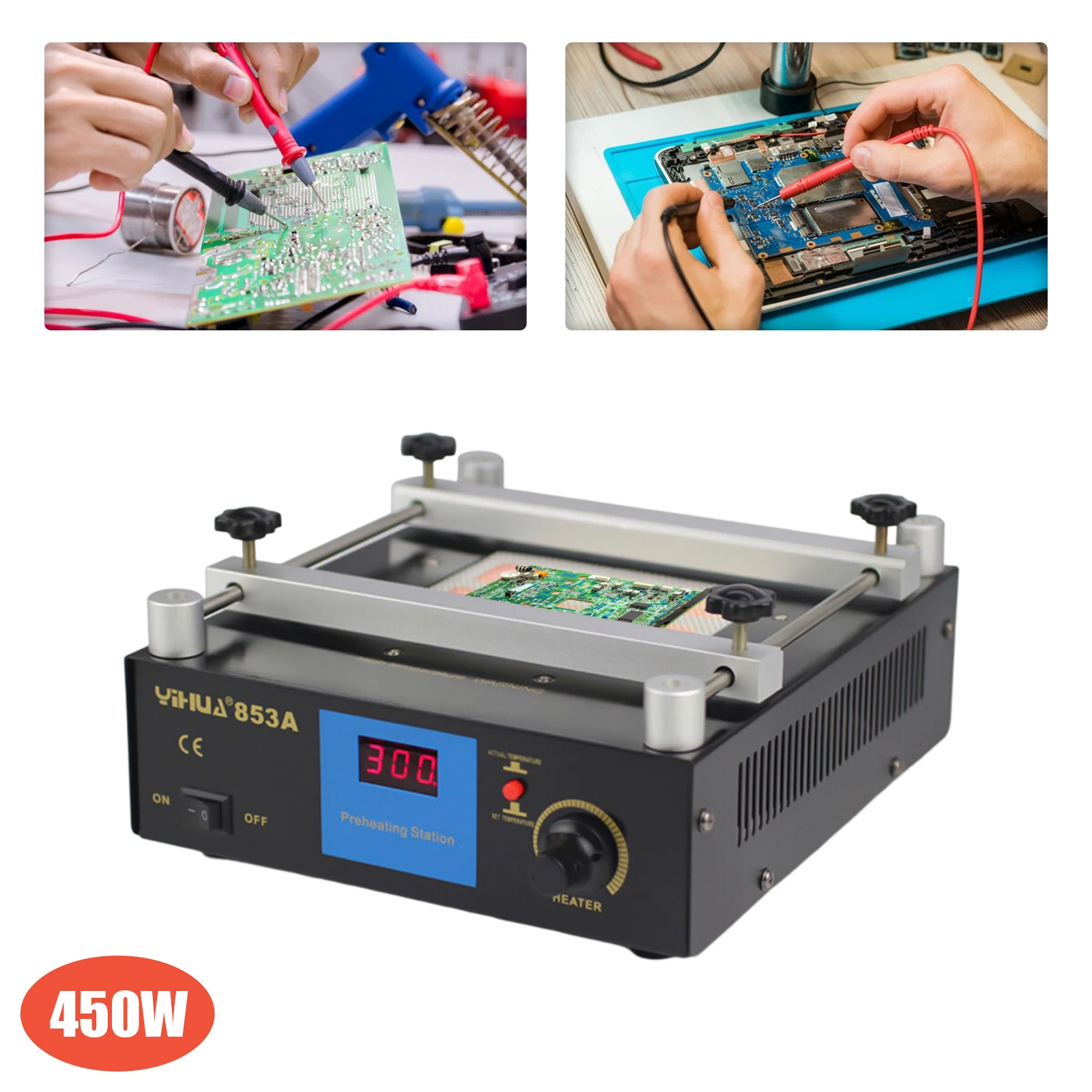 YIHUA 853A BGA IR Infrared Preheater Electronic Hot Plate Preheating Rework Station 110/220V 450W