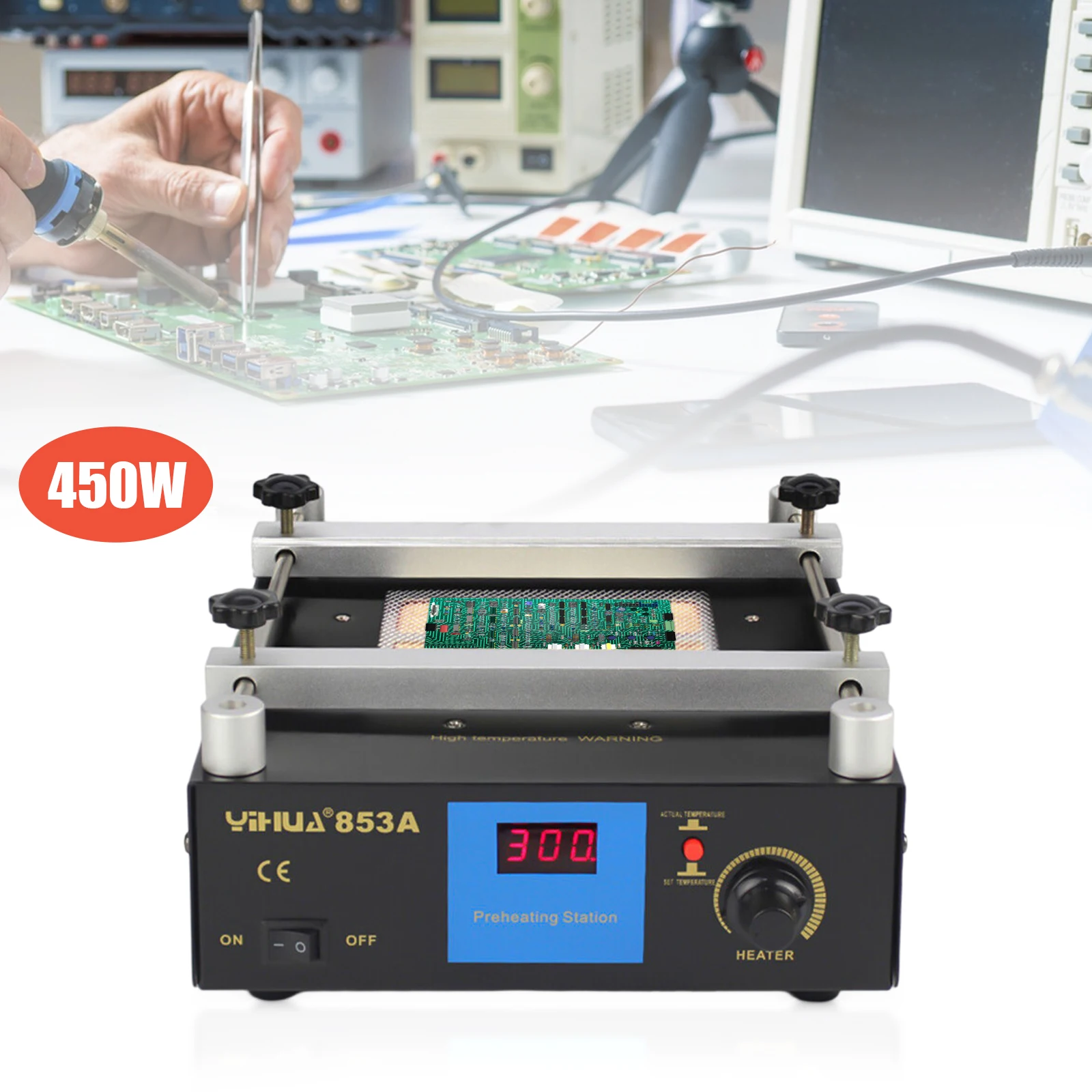 YIHUA 853A BGA IR Infrared Preheater Electronic Hot Plate Preheating Rework Station 110/220V 450W