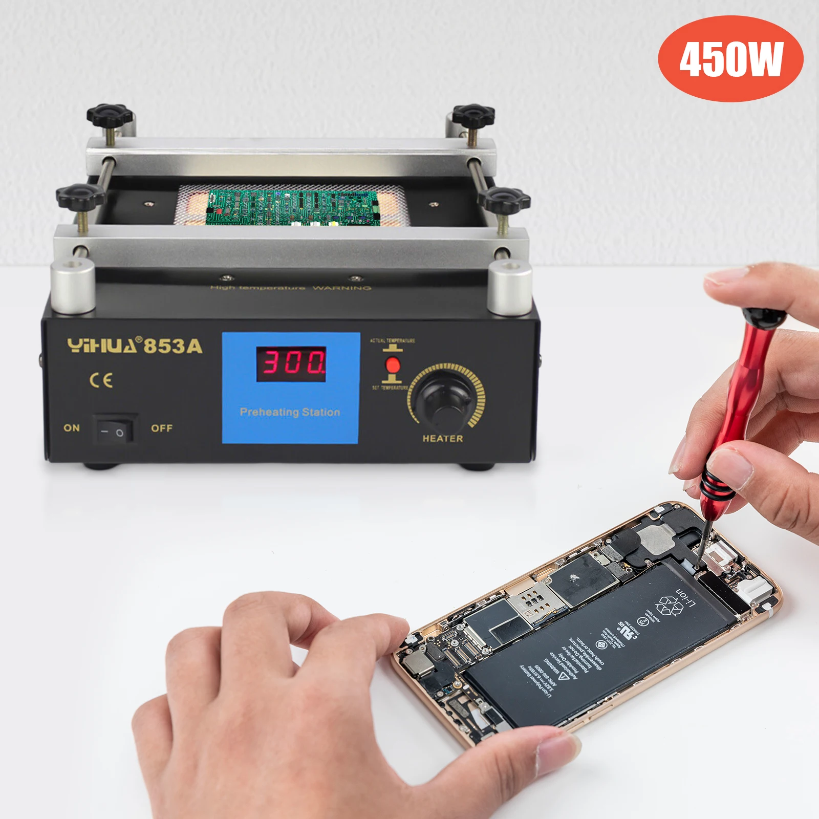YIHUA 853A BGA IR Infrared Preheater Electronic Hot Plate Preheating Rework Station 110/220V 450W