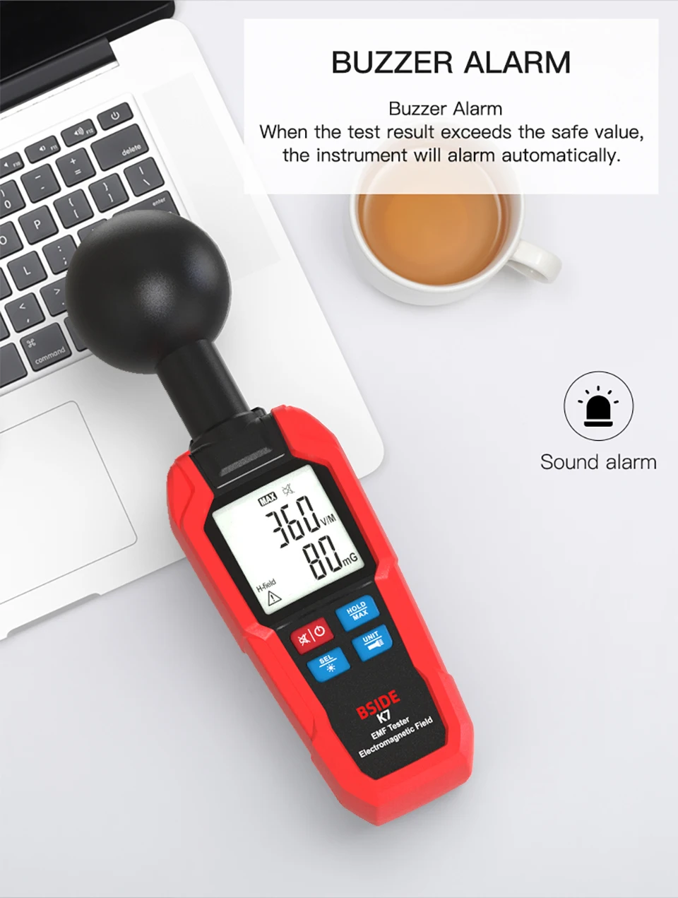 BSIDE. EMF Meter Professional Electromagnetic Field Radiation Detector Handheld Radiator Electric Magnetic Dosimeter Geiger Test