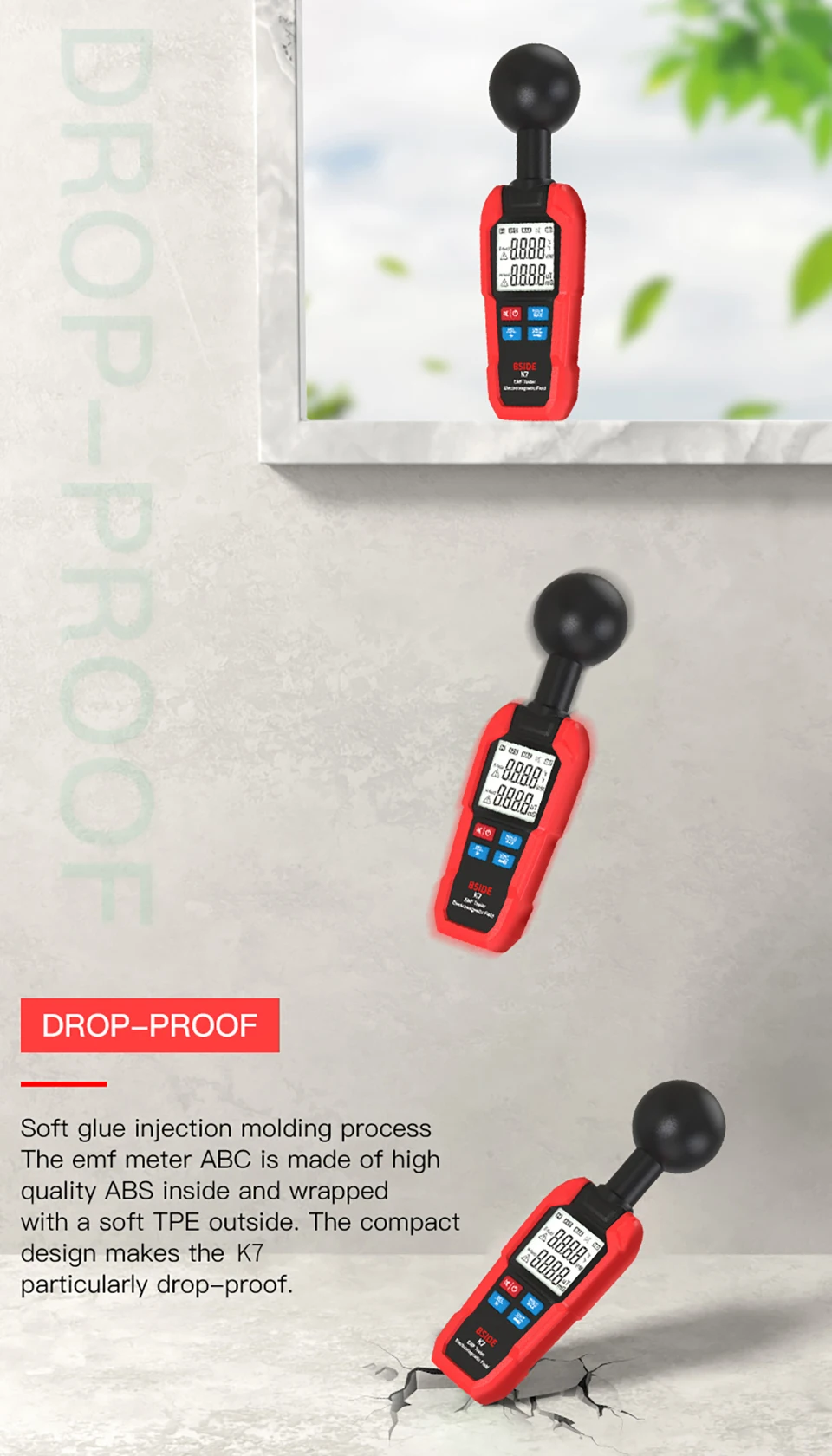BSIDE. EMF Meter Professional Electromagnetic Field Radiation Detector Handheld Radiator Electric Magnetic Dosimeter Geiger Test