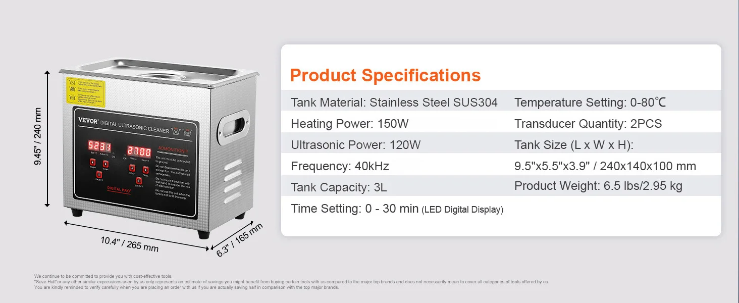 SucceBuy 2L 3L 6L 10L 22L 30L Ultrasonic Cleaner Stainless Steel Portable Cleaning Washing Machine Ultrasound Home Appliance