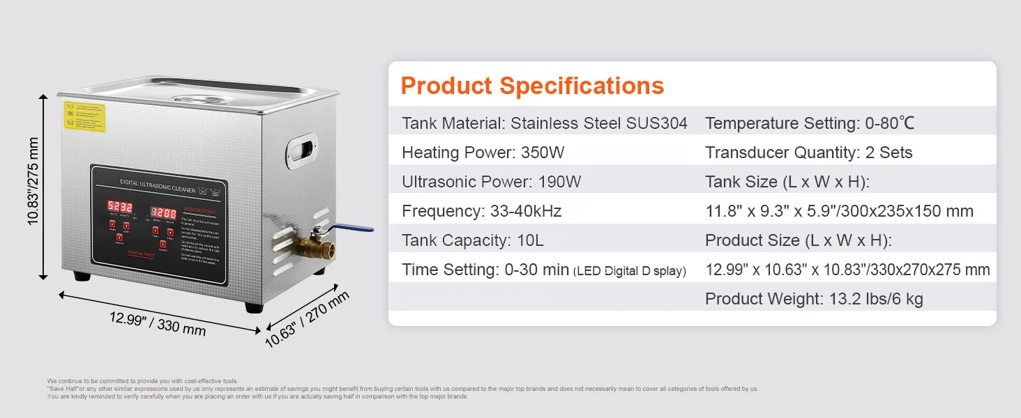 SucceBuy 2L 3L 6L 10L 22L 30L Ultrasonic Cleaner Stainless Steel Portable Cleaning Washing Machine Ultrasound Home Appliance