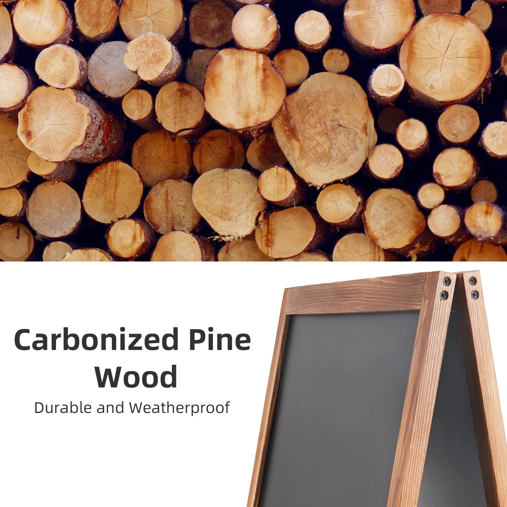 Magnetic Sandwich Writing Board A-Frame Drawing Painting Board Menu Display Sidewalk Wooden Chalkboard Free Standing