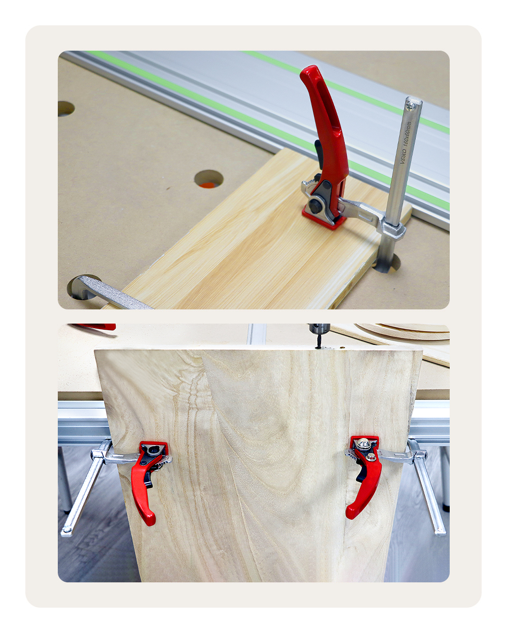 2PC Alloy Steel Upgrade Quick Ratchet Track Saw Guide Rail Clamp MFT Clamp for MFT Table and Guide Rail System Woodworking Clamp
