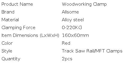 2PC Alloy Steel Upgrade Quick Ratchet Track Saw Guide Rail Clamp MFT Clamp for MFT Table and Guide Rail System Woodworking Clamp
