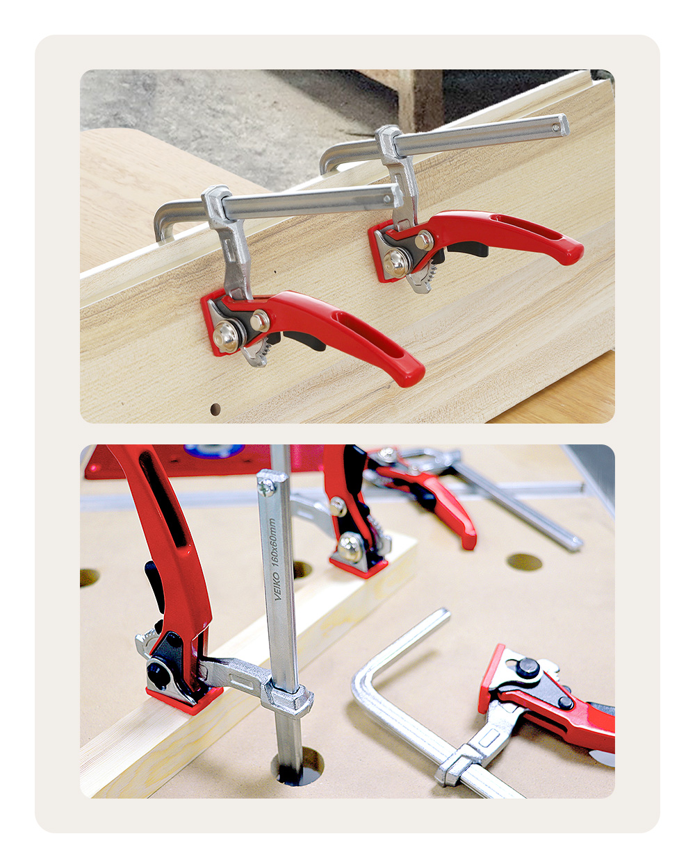 2PC Alloy Steel Upgrade Quick Ratchet Track Saw Guide Rail Clamp MFT Clamp for MFT Table and Guide Rail System Woodworking Clamp