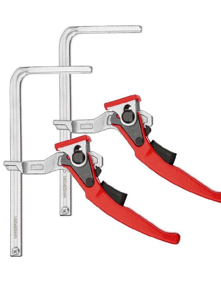 2PC Alloy Steel Upgrade Quick Ratchet Track Saw Guide Rail Clamp MFT Clamp for MFT Table and Guide Rail System Woodworking Clamp