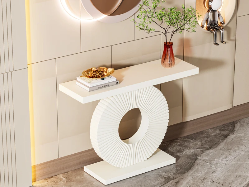 Tribesigns Modern Console Table with Geometric Base, 40 inch Wood Entryway Table Sofa Table Narrow Long Table