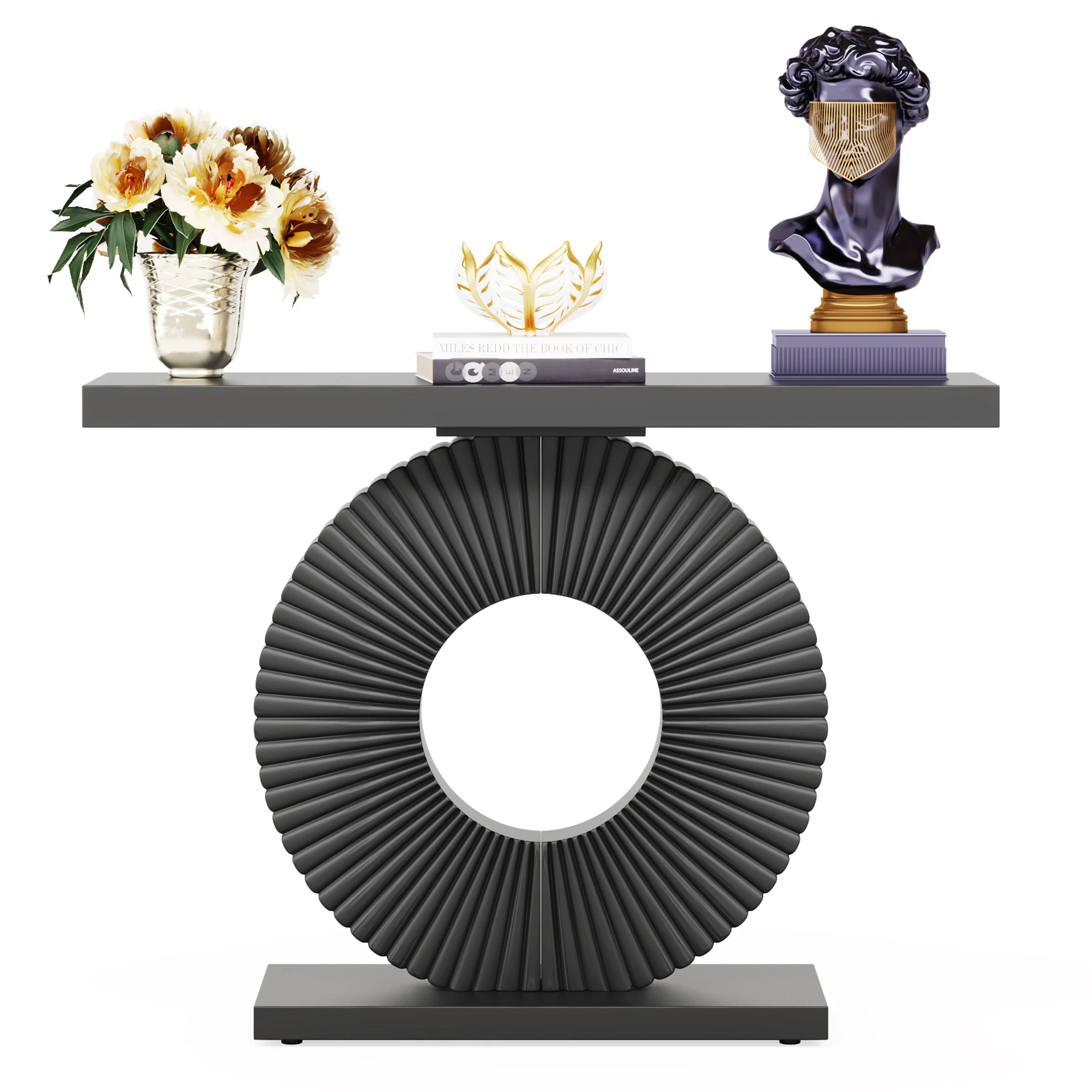 Tribesigns Modern Console Table with Geometric Base, 40 inch Wood Entryway Table Sofa Table Narrow Long Table