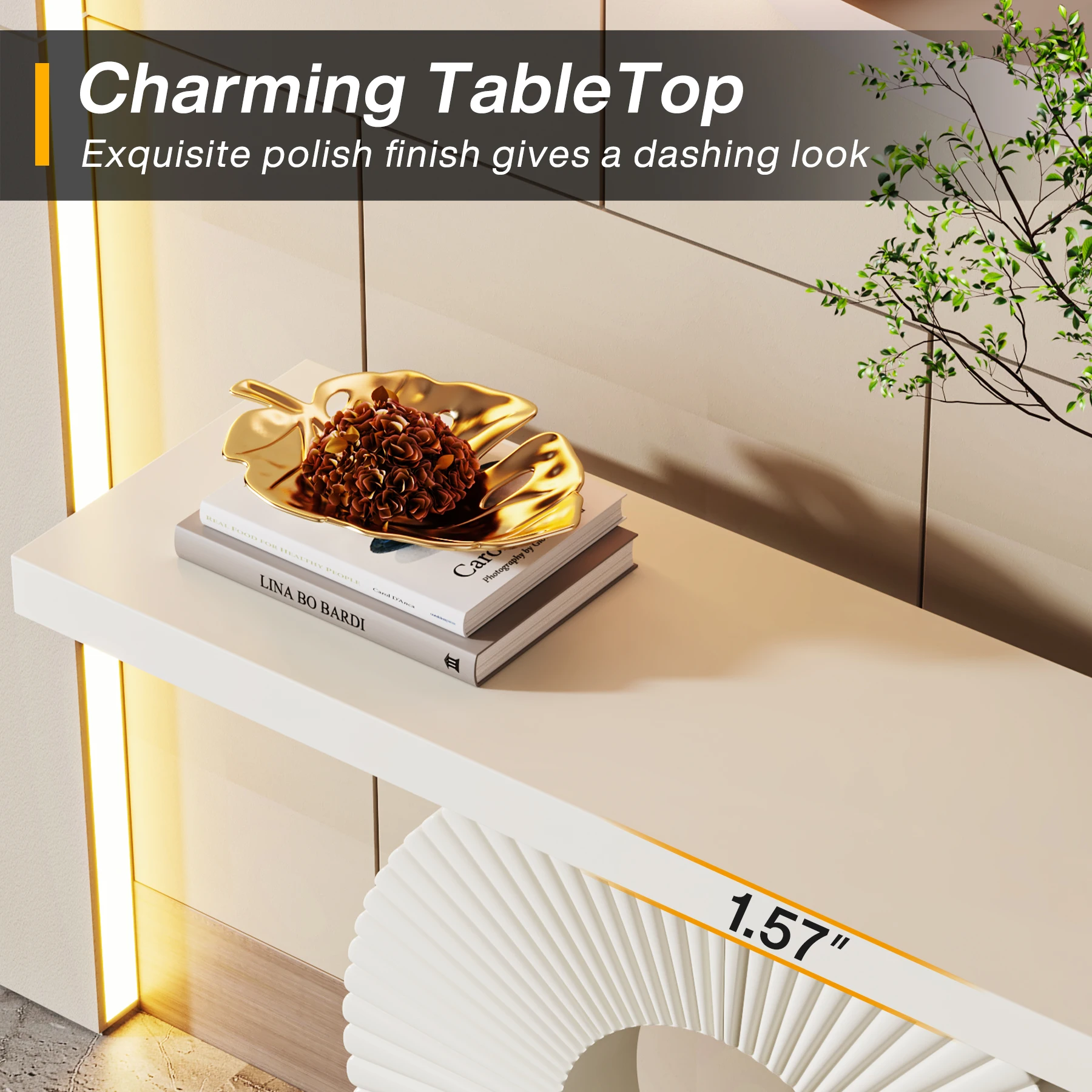 Tribesigns Modern Console Table with Geometric Base, 40 inch Wood Entryway Table Sofa Table Narrow Long Table