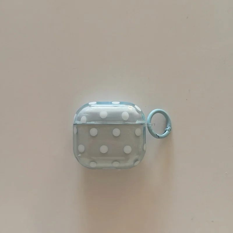 IMD Solid Colors Dots Transparent Earphone Case with Ring for Airpods Pro, Pro2, Pro3, 1, 2, 3, 4, Anti-fall