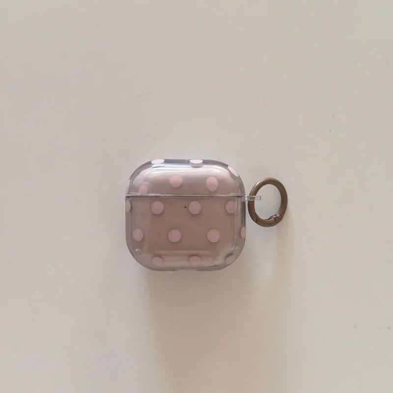IMD Solid Colors Dots Transparent Earphone Case with Ring for Airpods Pro, Pro2, Pro3, 1, 2, 3, 4, Anti-fall
