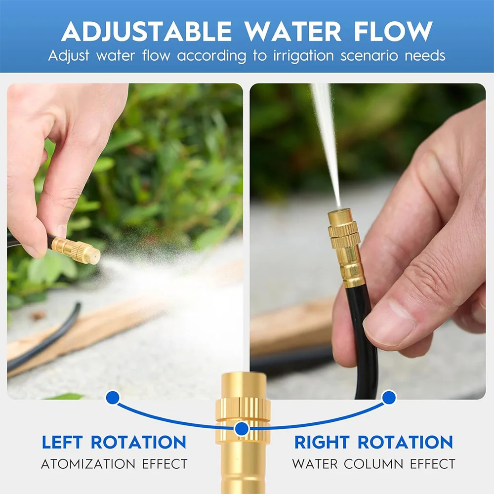 Garden 5/8mm PE Hose Sprayer Kit W/60W Self-priming Pump 20cm Universal Brass Nozzle Misting Watering System for Gazebo Plants