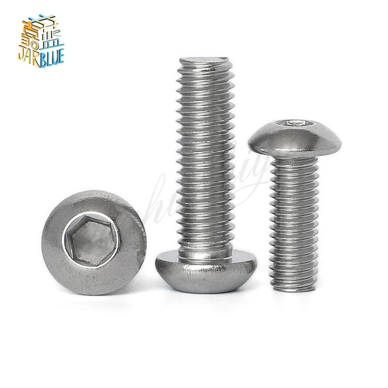10pcs UNC 10#-24 1/4-20 US Coarse Thread 304 A2-70 Stainless Steel Allen Hex Hexagon Socket Button Head Round Screw Bolt ISO7380