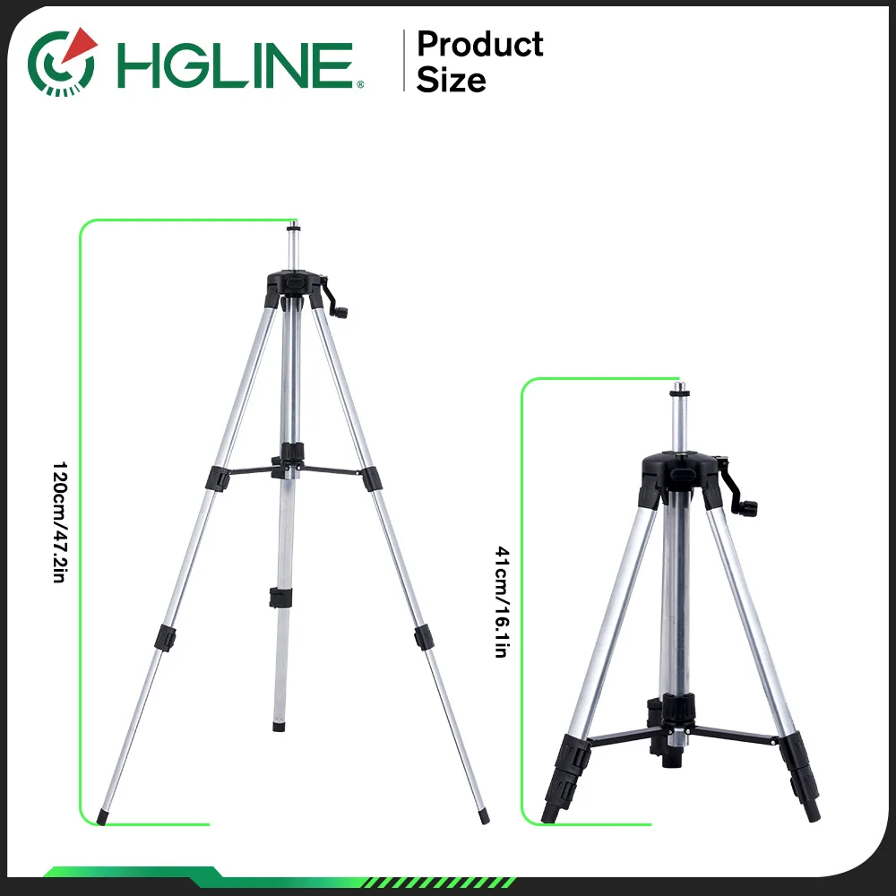 HGLINE 1.2M/1.5M Stretchable Laser Level Tripod Suitable for 5/8 Inch Laser Level Tools Aluminum Tripod with Lifting Rocker