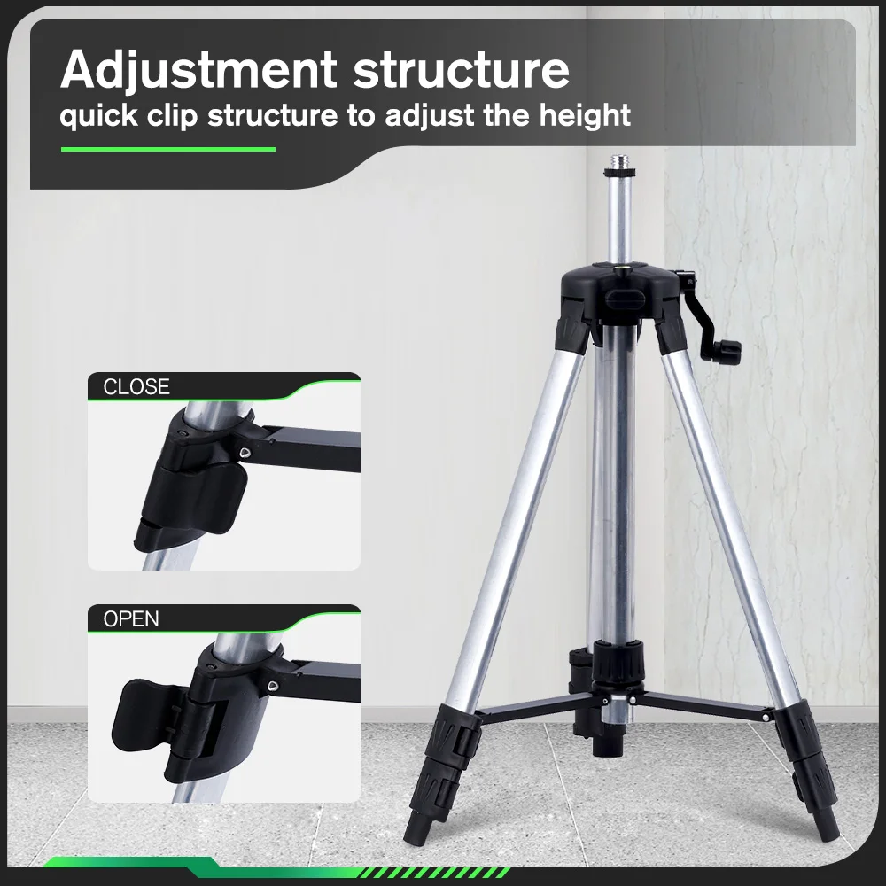 HGLINE 1.2M/1.5M Stretchable Laser Level Tripod Suitable for 5/8 Inch Laser Level Tools Aluminum Tripod with Lifting Rocker