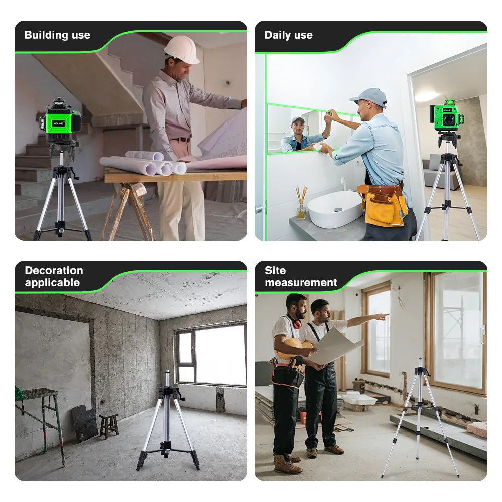 HGLINE 1.2M/1.5M Stretchable Laser Level Tripod Suitable for 5/8 Inch Laser Level Tools Aluminum Tripod with Lifting Rocker