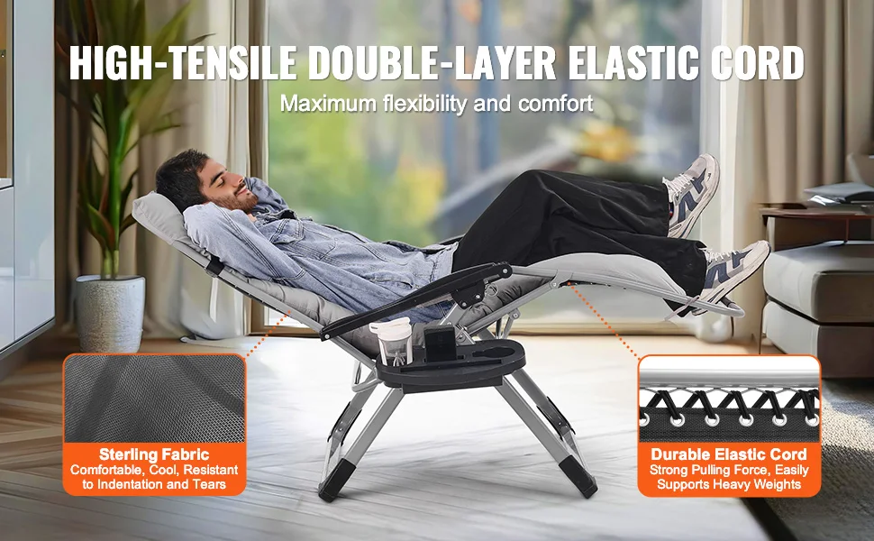SucceBuy Zero Gravity Chair Zero Gravity Recliner Lounge Chair Adjustable Anti Gravity Chair with Cushion Footrest and Cupholder