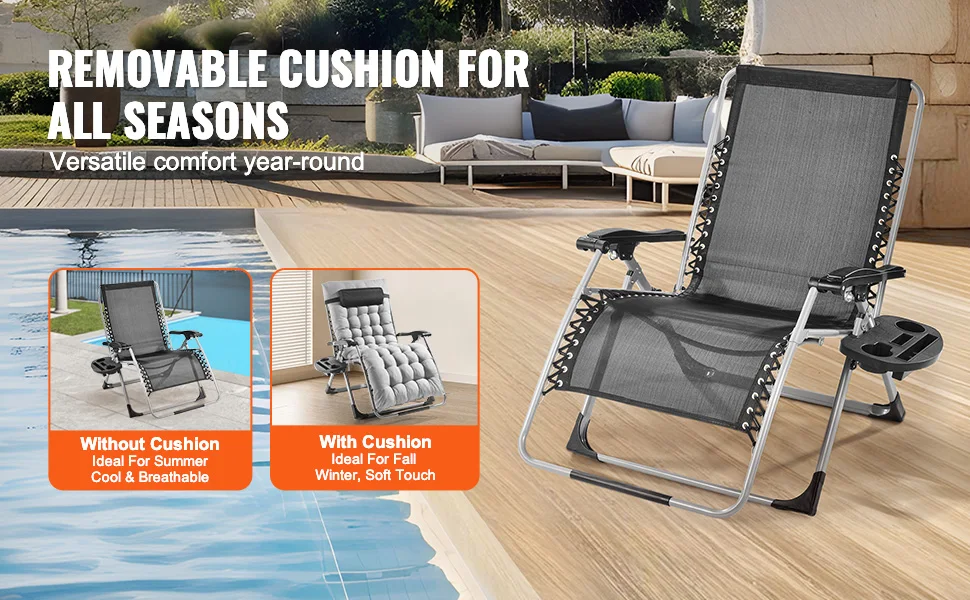 SucceBuy Zero Gravity Chair Zero Gravity Recliner Lounge Chair Adjustable Anti Gravity Chair with Cushion Footrest and Cupholder