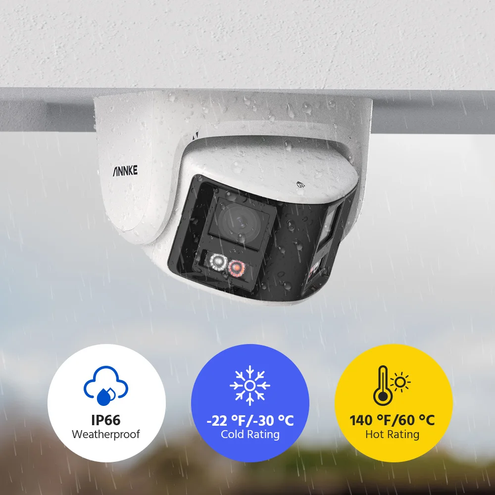 ANNKE 8MP Camera Security Dual Lens Human Detect Two Way Audio 180° Wide View Angle Panoramic Dual Lens Poe IP Camera