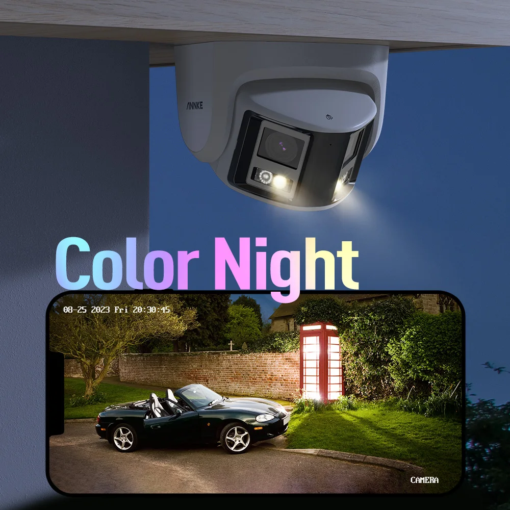 ANNKE 8MP Camera Security Dual Lens Human Detect Two Way Audio 180° Wide View Angle Panoramic Dual Lens Poe IP Camera