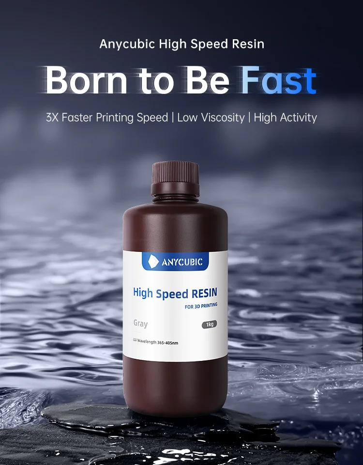 ANYCUBIC 3PCS High Speed Resin 5X Faster Printing Speed Low Viscosity UV Resin for Photon Mono M7 Max LCD 3D Printer