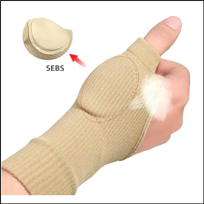 1 Pair Breathable Thumb-Wrist Compression Gloves with Gel Padded Wrist Support for Arthritis & Thumb Injury Pain Relief