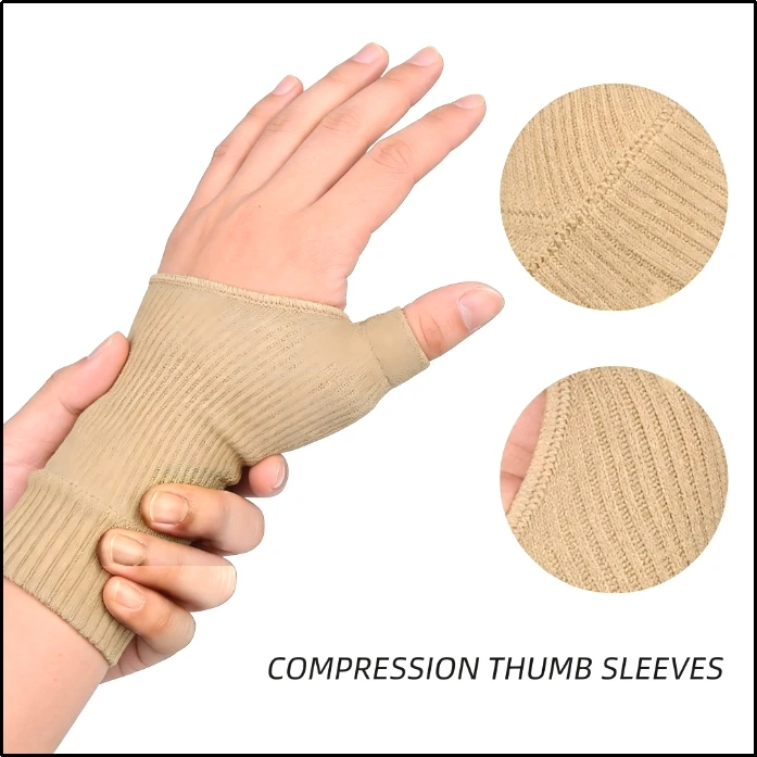 1 Pair Breathable Thumb-Wrist Compression Gloves with Gel Padded Wrist Support for Arthritis & Thumb Injury Pain Relief