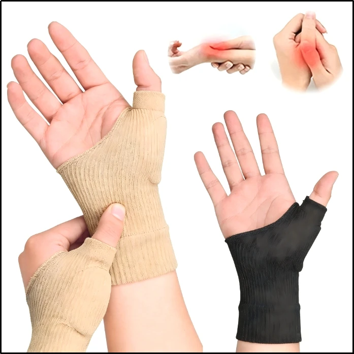1 Pair Breathable Thumb-Wrist Compression Gloves with Gel Padded Wrist Support for Arthritis & Thumb Injury Pain Relief
